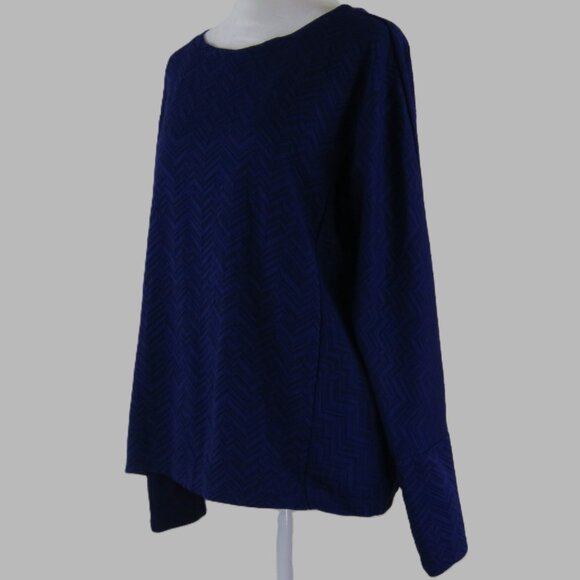 Dana Buchman Women's Blue Long-Sleeve Herring Bone Pullover Top Size XL (C1609) - Picture 4 of 7